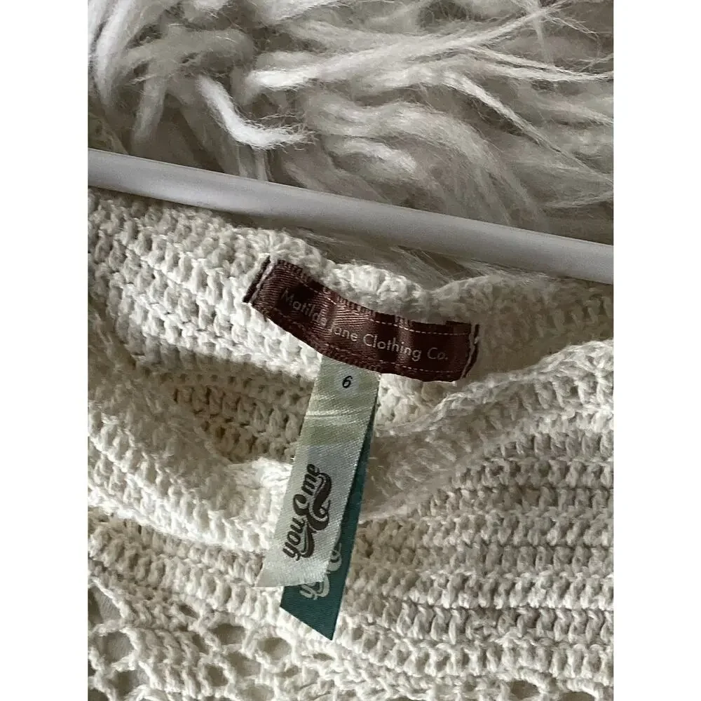 Matilda Jane You and Me Girls Crochet Boho Grace Top Minimalist Ivory Cream SZ 6